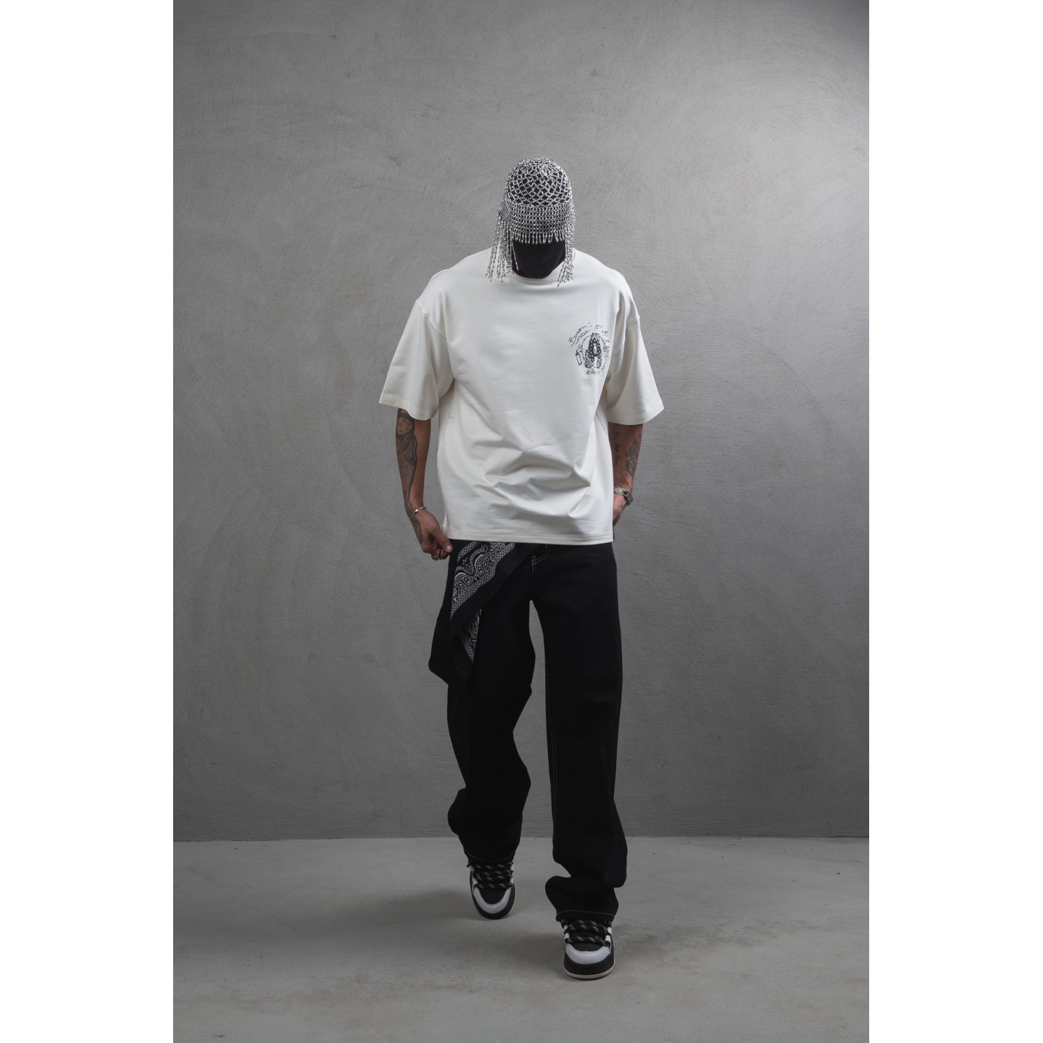 Life Style Butiken Ανδρική κοντομάνικη μπλούζα oversized LS110025 Εκρού