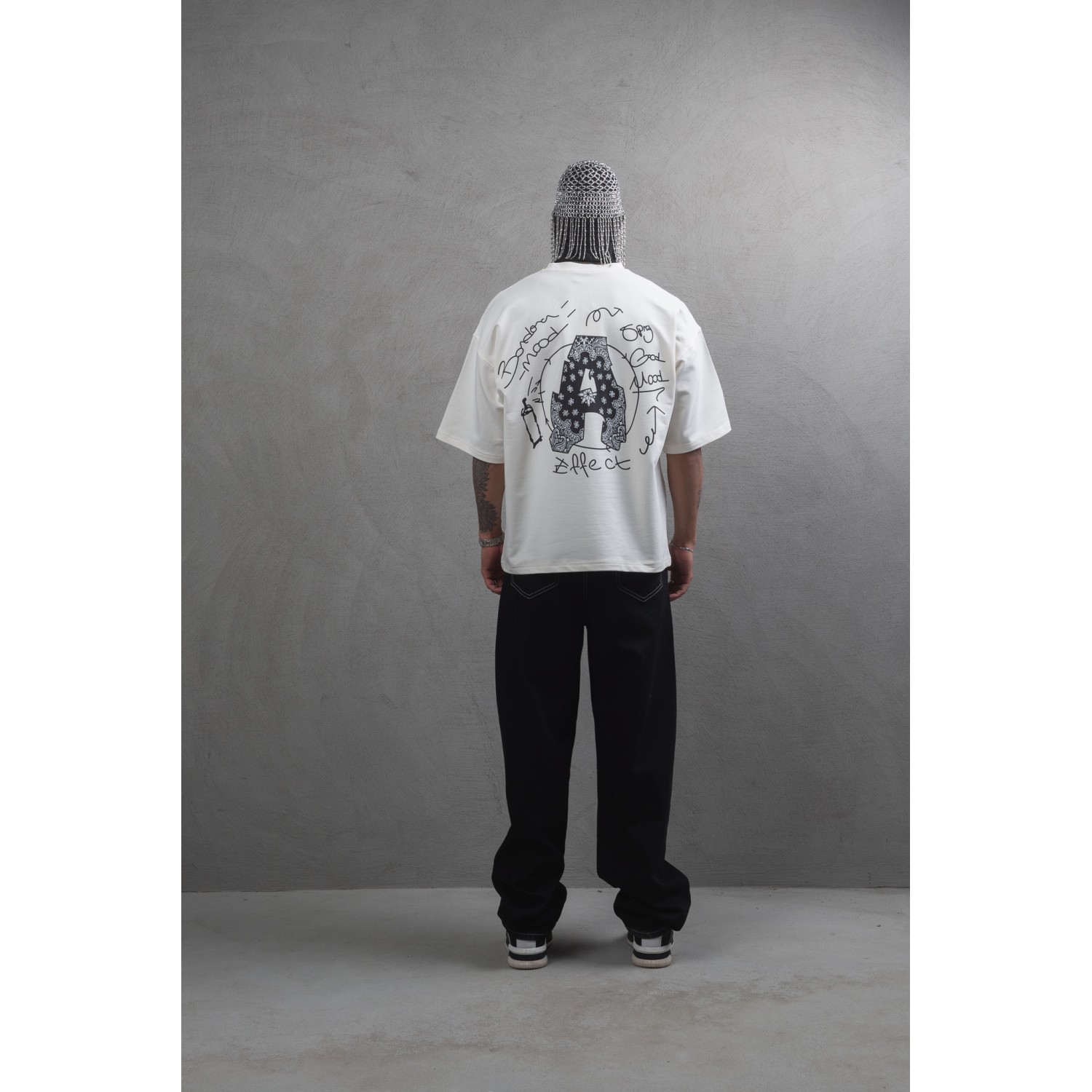 Life Style Butiken Ανδρική κοντομάνικη μπλούζα oversized LS110025 Εκρού