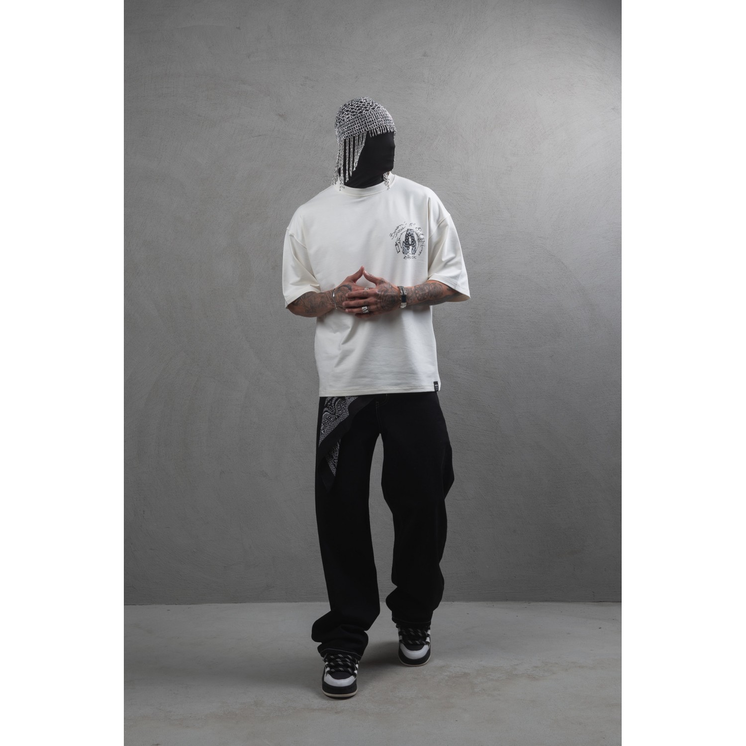 Life Style Butiken Ανδρική κοντομάνικη μπλούζα oversized LS110025 Εκρού