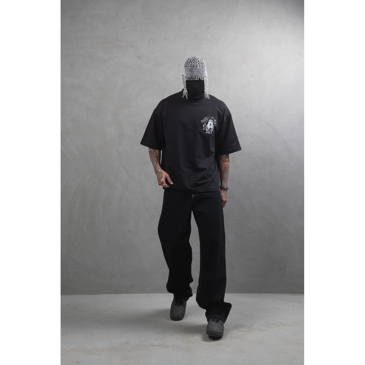 Life Style Butiken Ανδρική κοντομάνικη μπλούζα oversized LS110025 Black