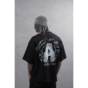 Life Style Butiken Ανδρική κοντομάνικη μπλούζα oversized LS110025 Black