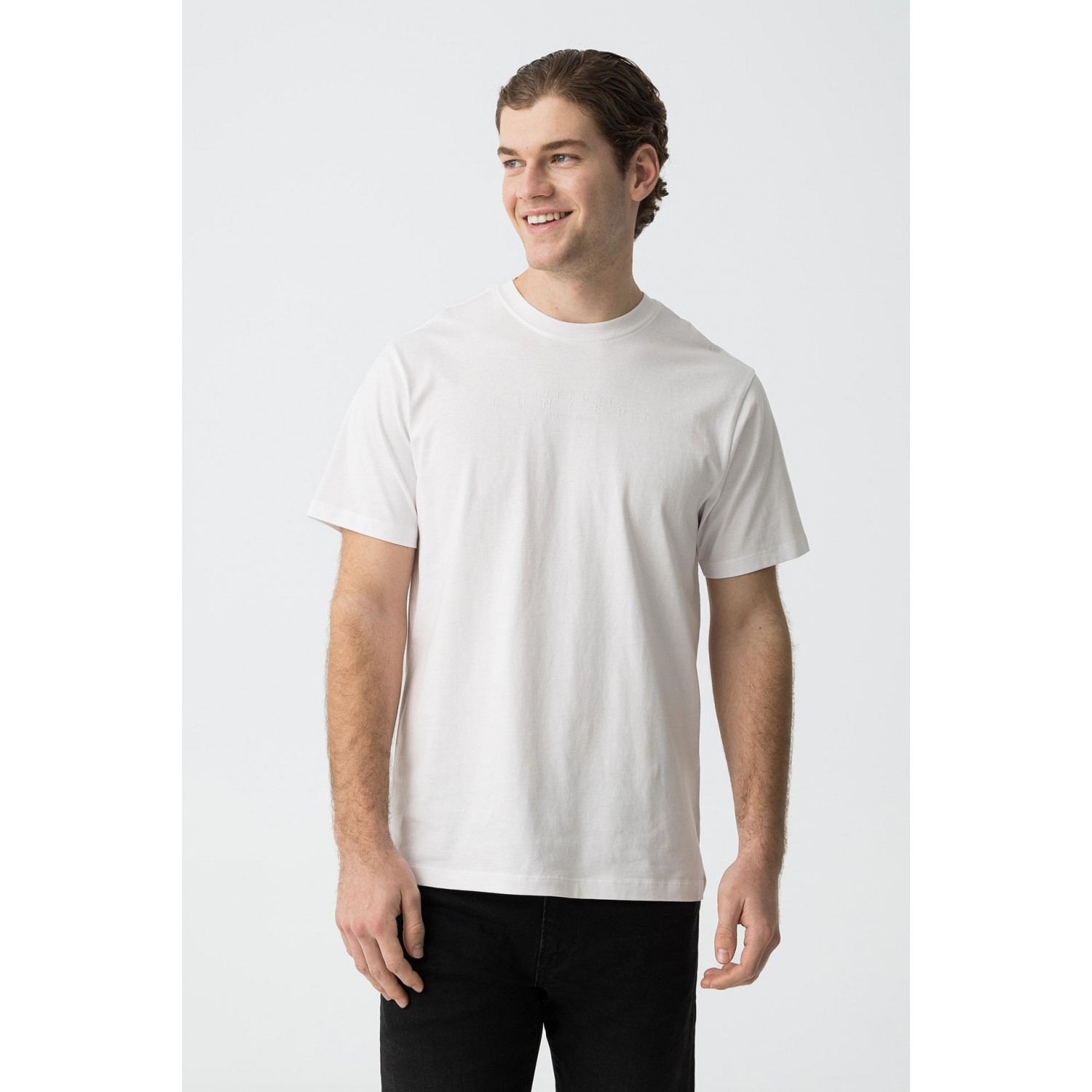 Life Style Butiken Ανδρική κοντομάνικη μπλούζα LS110059078_003 Λευκό