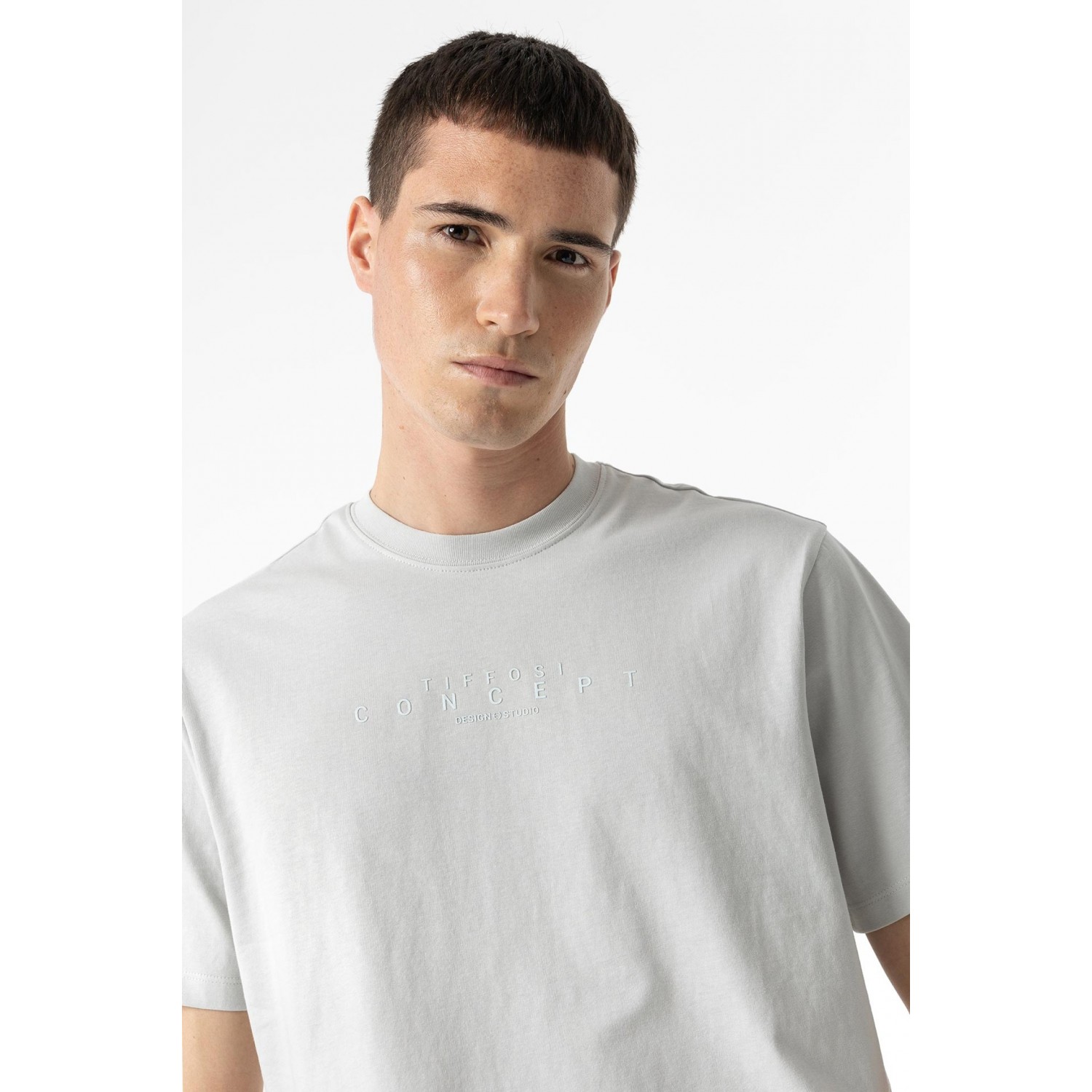 Life Style Butiken Ανδρική κοντομάνικη μπλούζα LS110059078_003 Γκρι