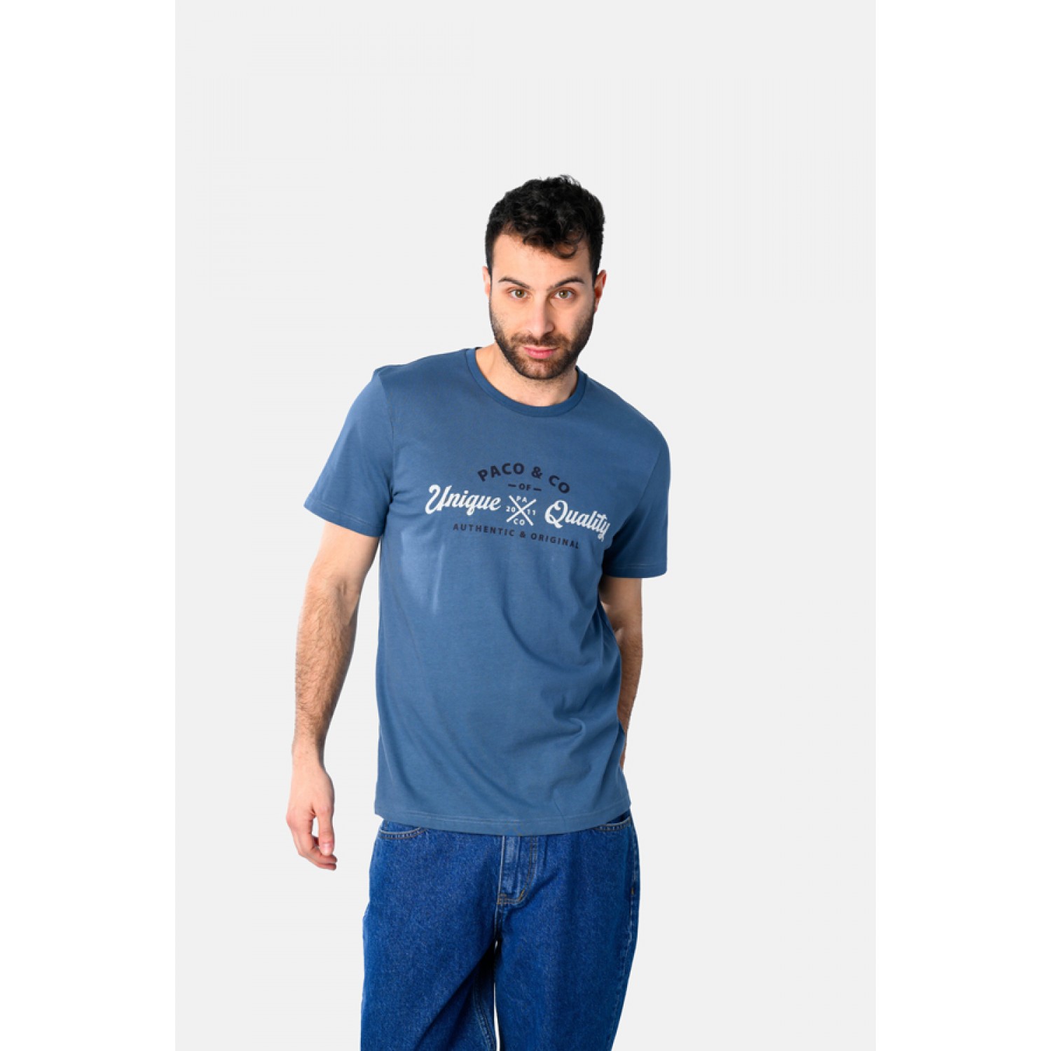 Life Style Butiken Ανδρική κοντομάνικη μπλούζα LS12531034 Μπλε