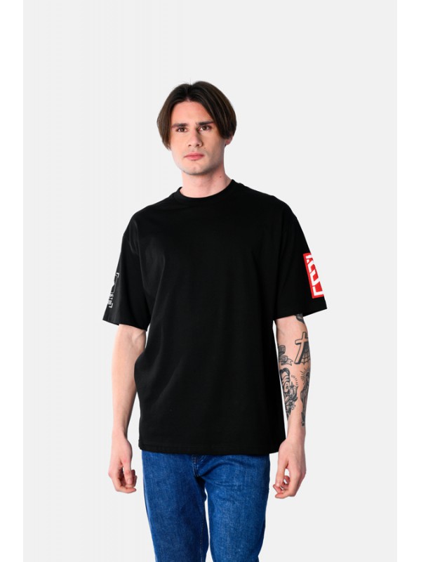 Life Style Butiken Ανδρική κοντομάνικη μπλούζα oversized LS12531075 Black