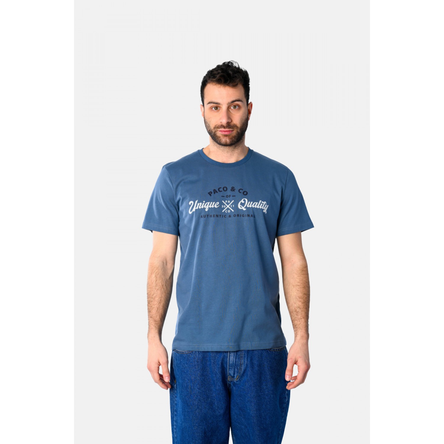 Life Style Butiken Ανδρική κοντομάνικη μπλούζα LS12531034 Μπλε