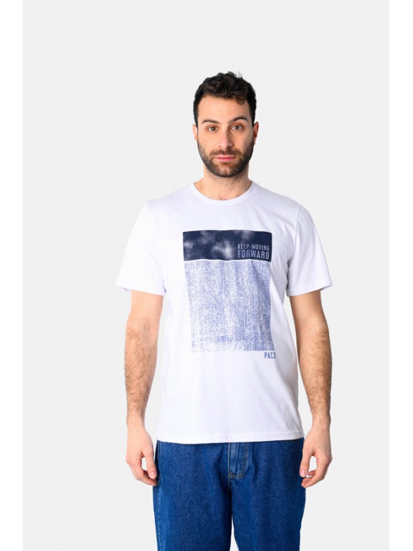 Life Style Butiken Ανδρική κοντομάνικη μπλούζα LS12531042 Λευκό