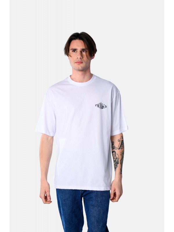 Life Style Butiken Ανδρική κοντομάνικη μπλούζα oversized LS12531074 Λευκό