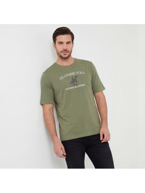 U.S Grand Polo equipment & apparel Ανδρική κοντομάνικη μπλούζα AU02645_VE16VERD Λαδί