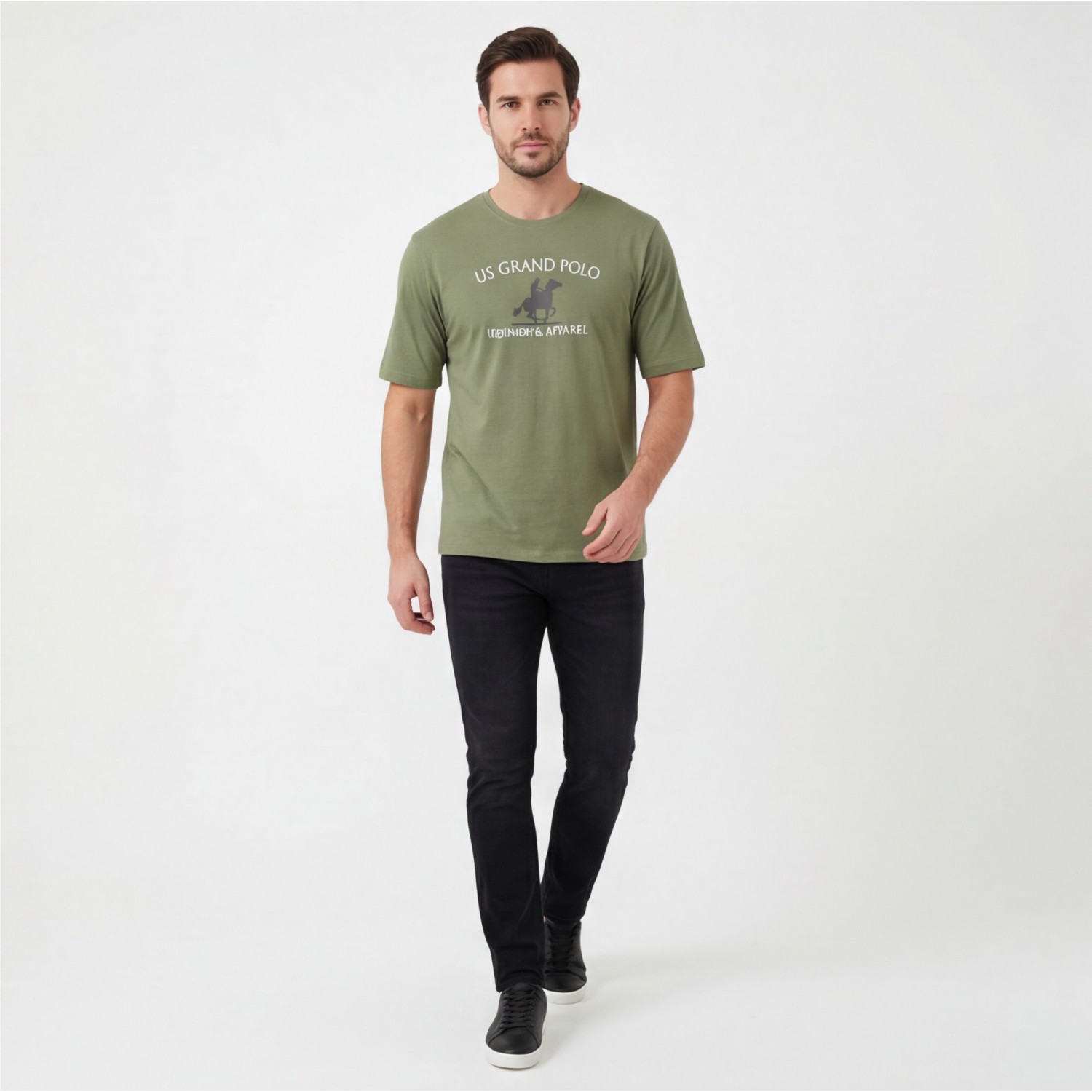 U.S Grand Polo equipment & apparel Ανδρική κοντομάνικη μπλούζα AU02645_VE16VERD Λαδί