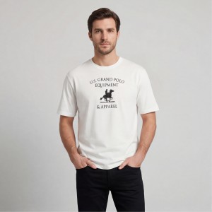 U.S Grand Polo equipment & apparel Ανδρική κοντομάνικη μπλούζα AU02649_BI6BIANC Λευκό