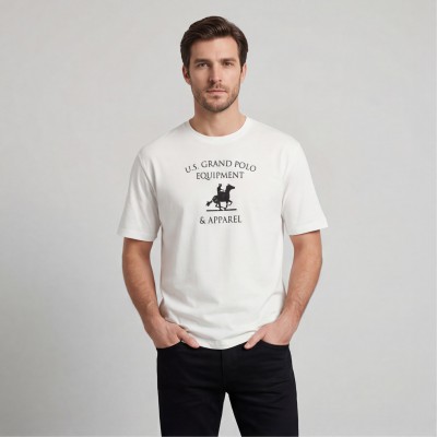U.S Grand Polo equipment & apparel Ανδρική κοντομάνικη μπλούζα AU02649_BI6BIANC Λευκό