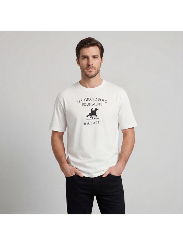 U.S Grand Polo equipment & apparel Ανδρική κοντομάνικη μπλούζα AU02649_BI6BIANC Λευκό
