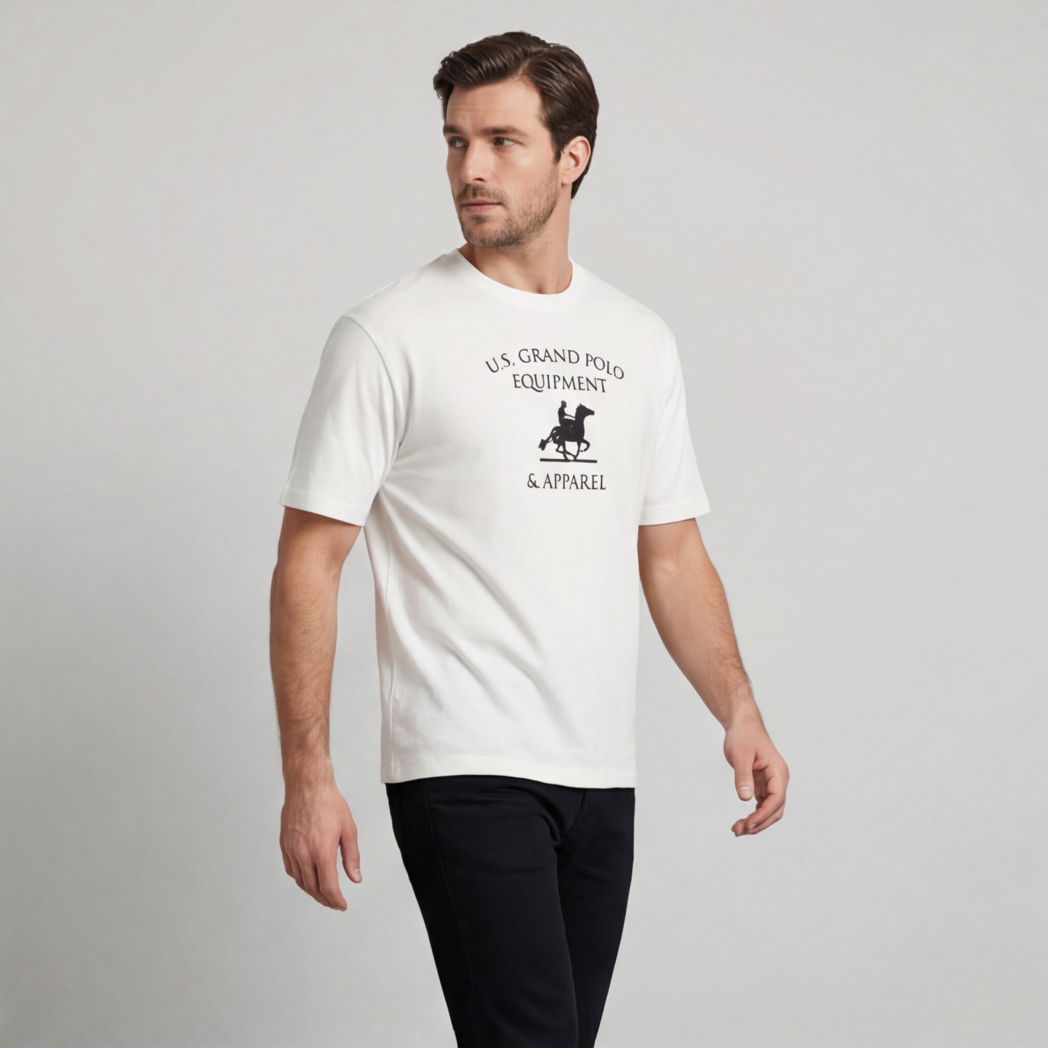 U.S Grand Polo equipment & apparel Ανδρική κοντομάνικη μπλούζα AU02649_BI6BIANC Λευκό