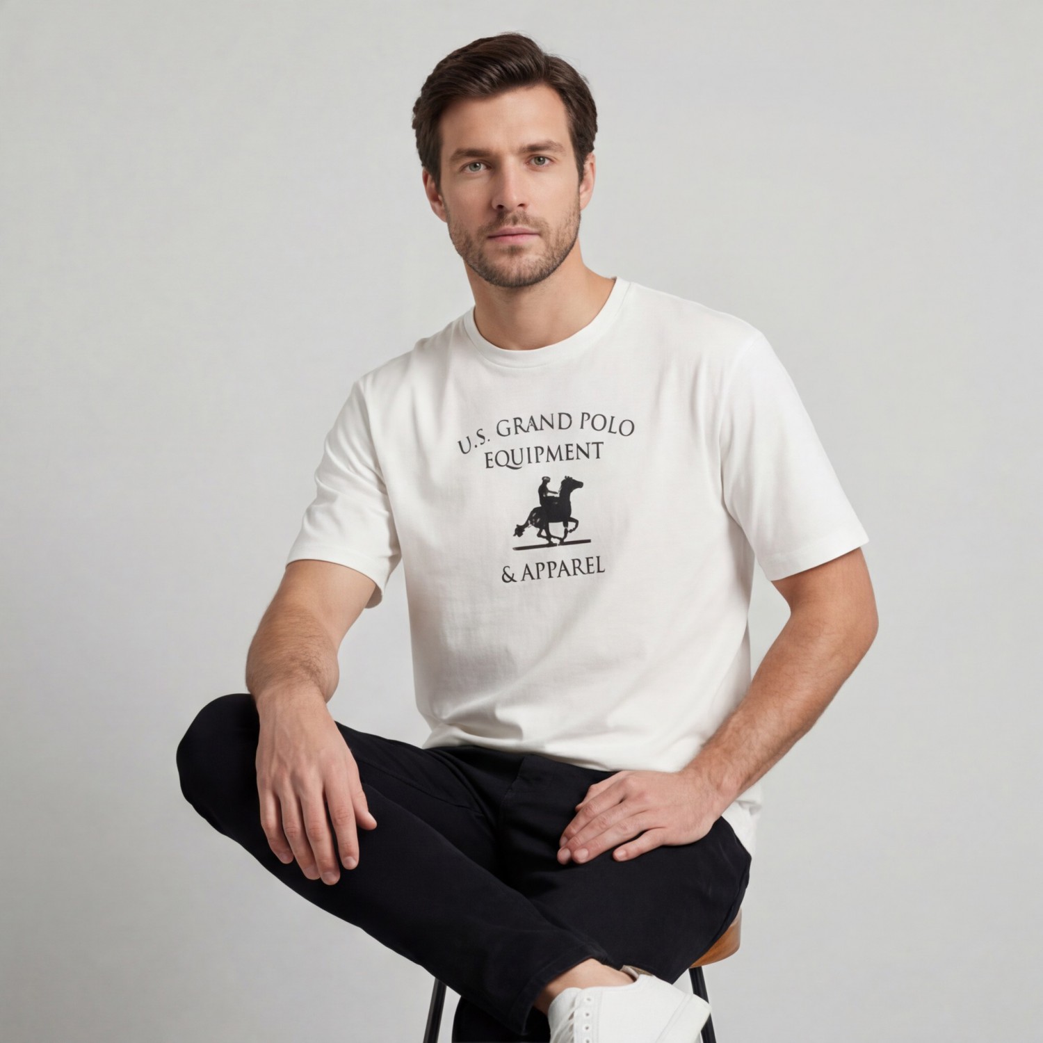 U.S Grand Polo equipment & apparel Ανδρική κοντομάνικη μπλούζα AU02649_BI6BIANC Λευκό