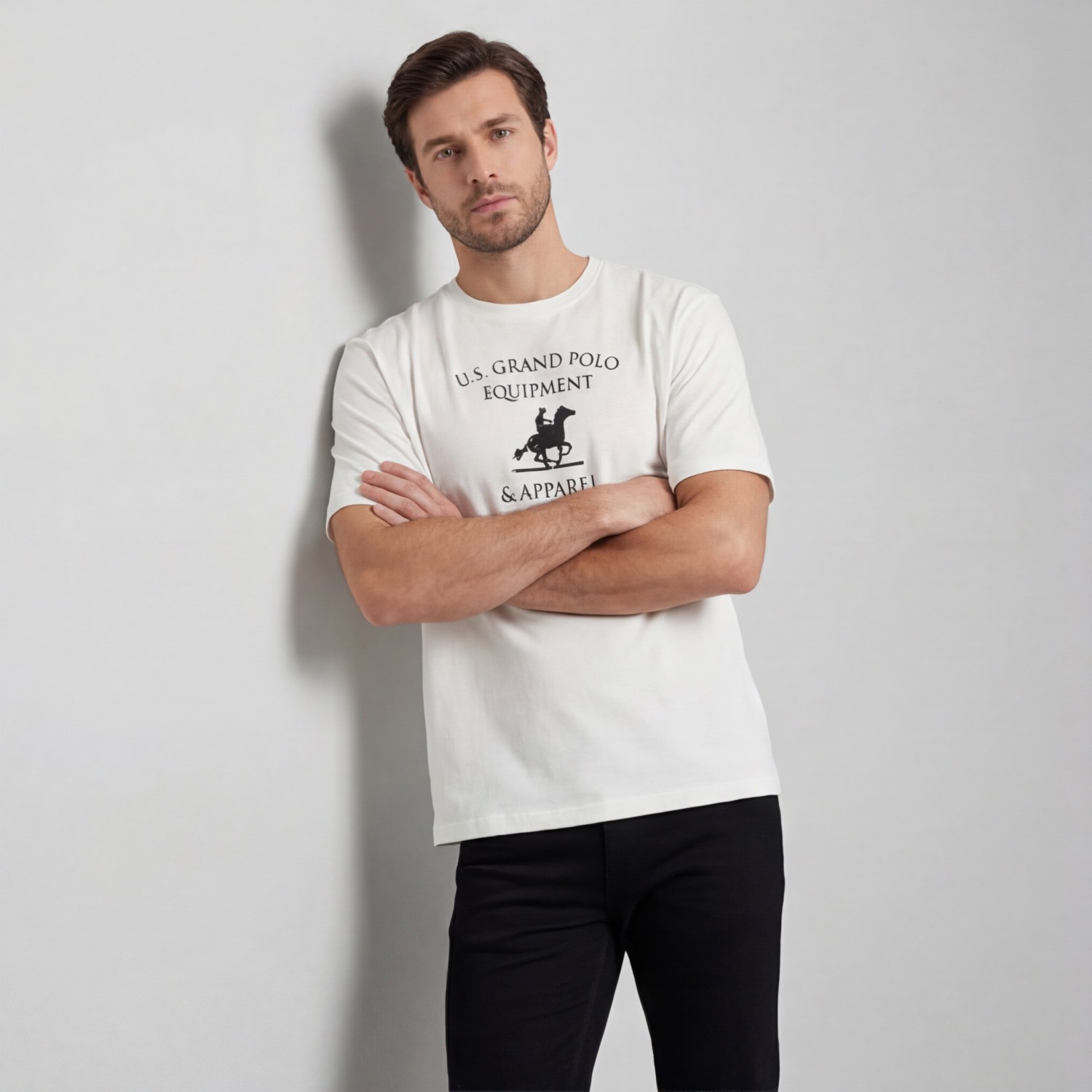 U.S Grand Polo equipment & apparel Ανδρική κοντομάνικη μπλούζα AU02649_BI6BIANC Λευκό