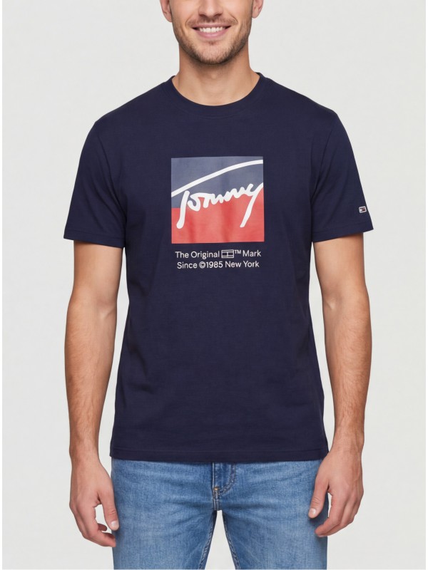 Tommy Hilfiger Ανδρική κοντομάνικη μπλούζα DM0DM21940_BLC1G Navy