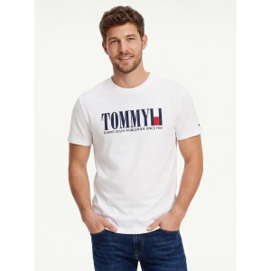 Tommy Hilfiger Ανδρική κοντομάνικη μπλούζα DM0DM21941_BIYBL Λευκό