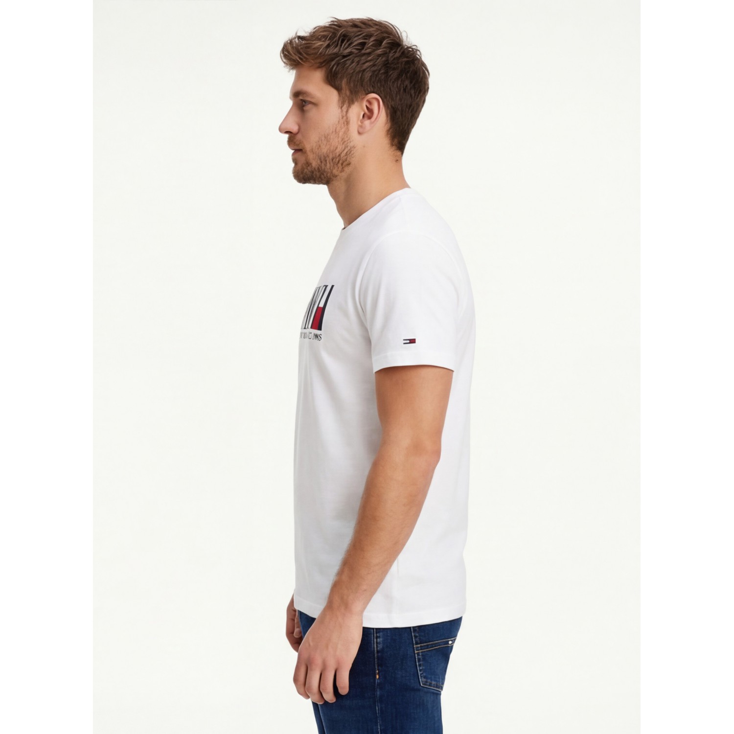 Tommy Hilfiger Ανδρική κοντομάνικη μπλούζα DM0DM21941_BIYBL Λευκό