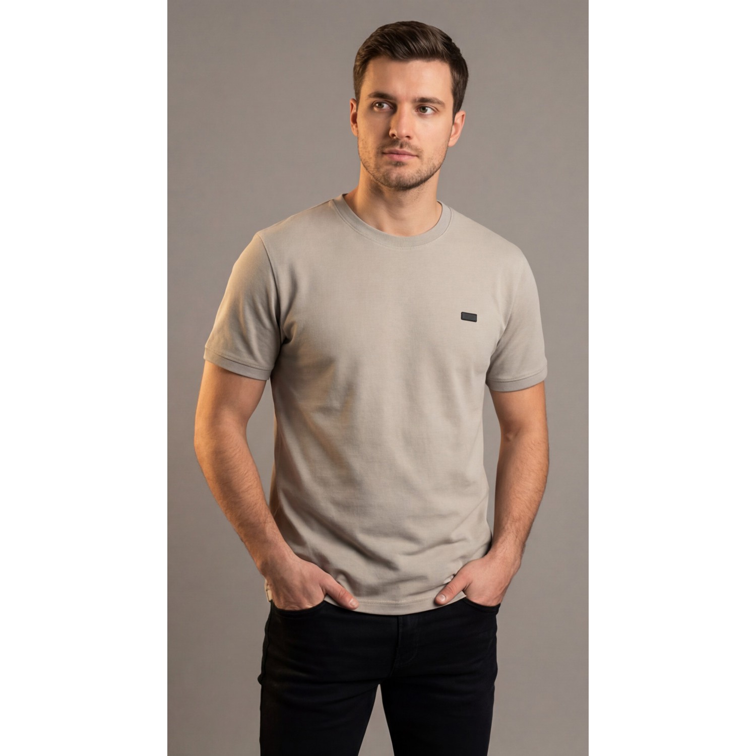 Life Style Butiken Ανδρική κοντομάνικη μπλούζα Πικέ LS12431096 Γκρι