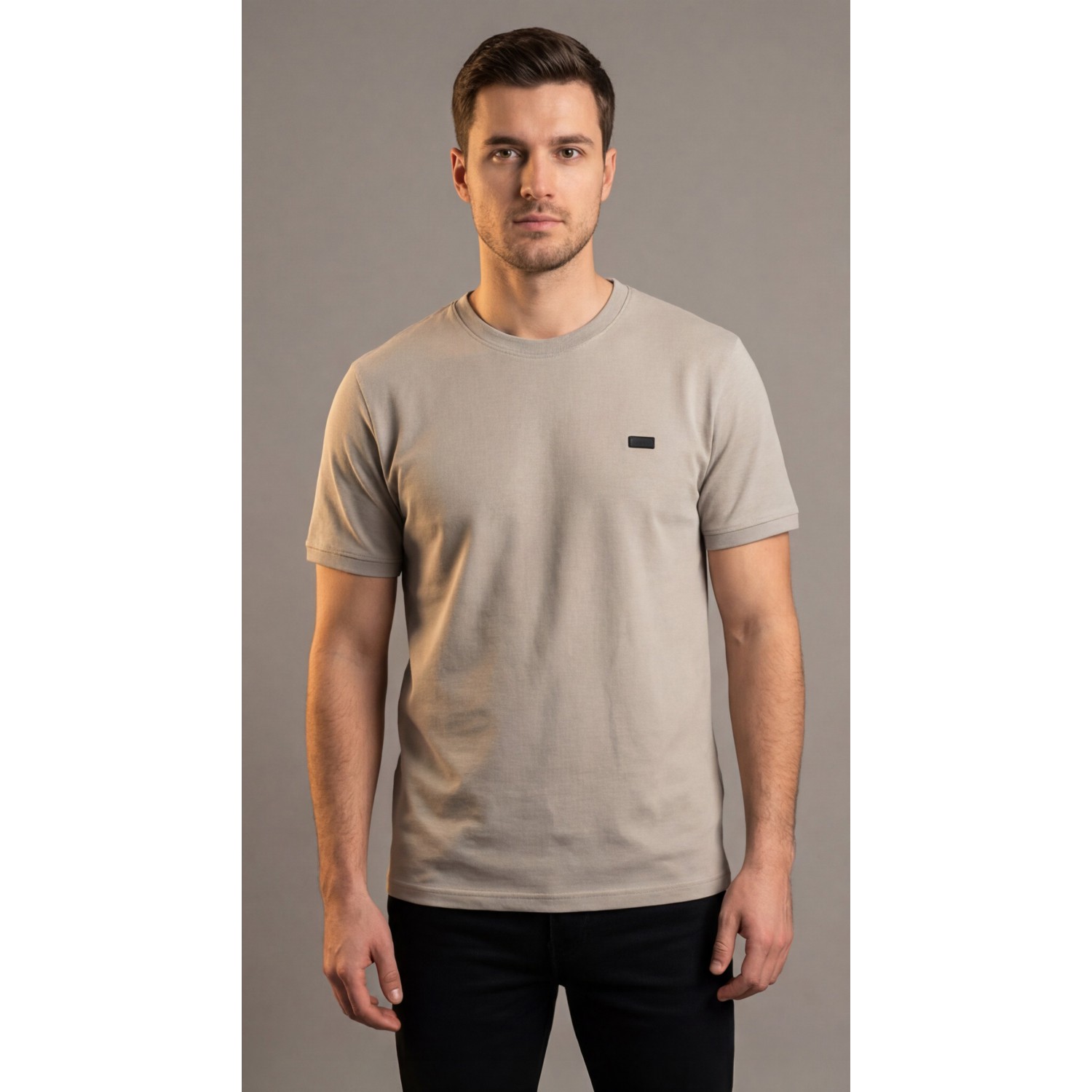 Life Style Butiken Ανδρική κοντομάνικη μπλούζα Πικέ LS12431096 Γκρι