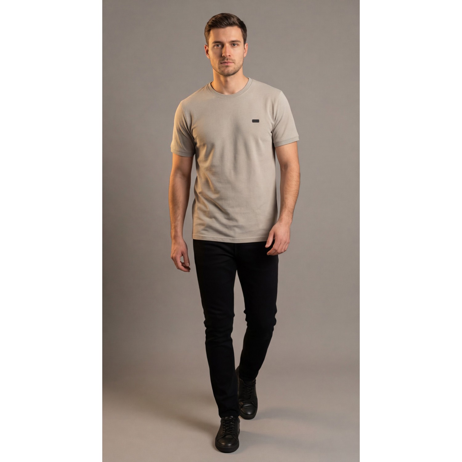 Life Style Butiken Ανδρική κοντομάνικη μπλούζα Πικέ LS12431096 Γκρι