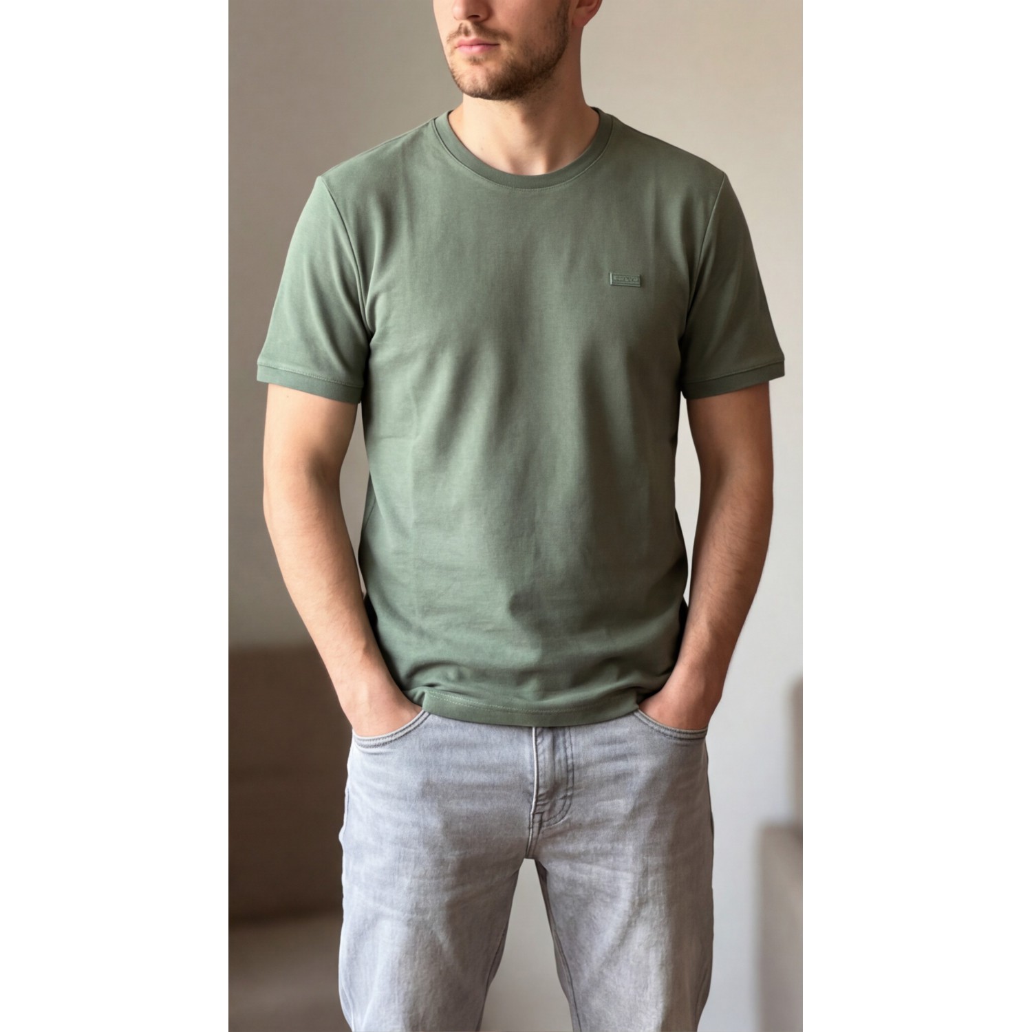 Life Style Butiken Ανδρική κοντομάνικη μπλούζα Πικέ LS12431096 Μέντα