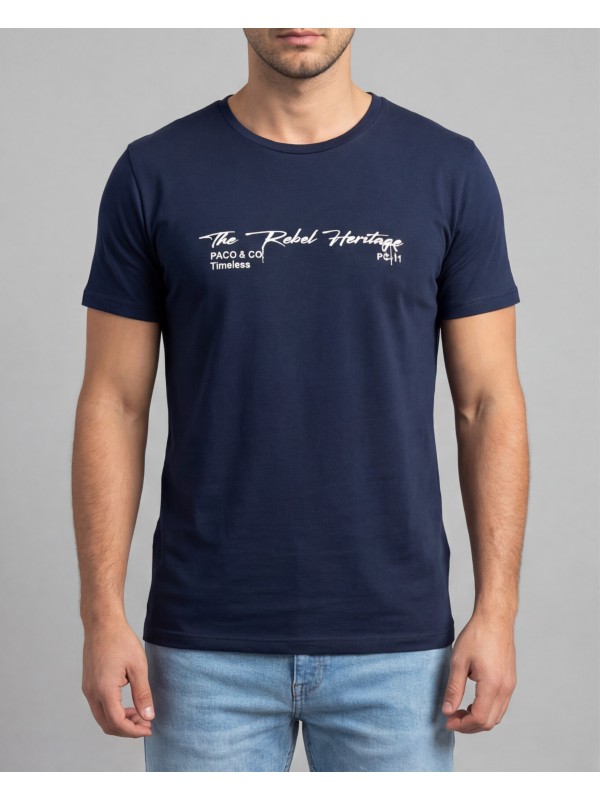 Life Style Butiken Ανδρική κοντομάνικη μπλούζα LS12631004 Navy