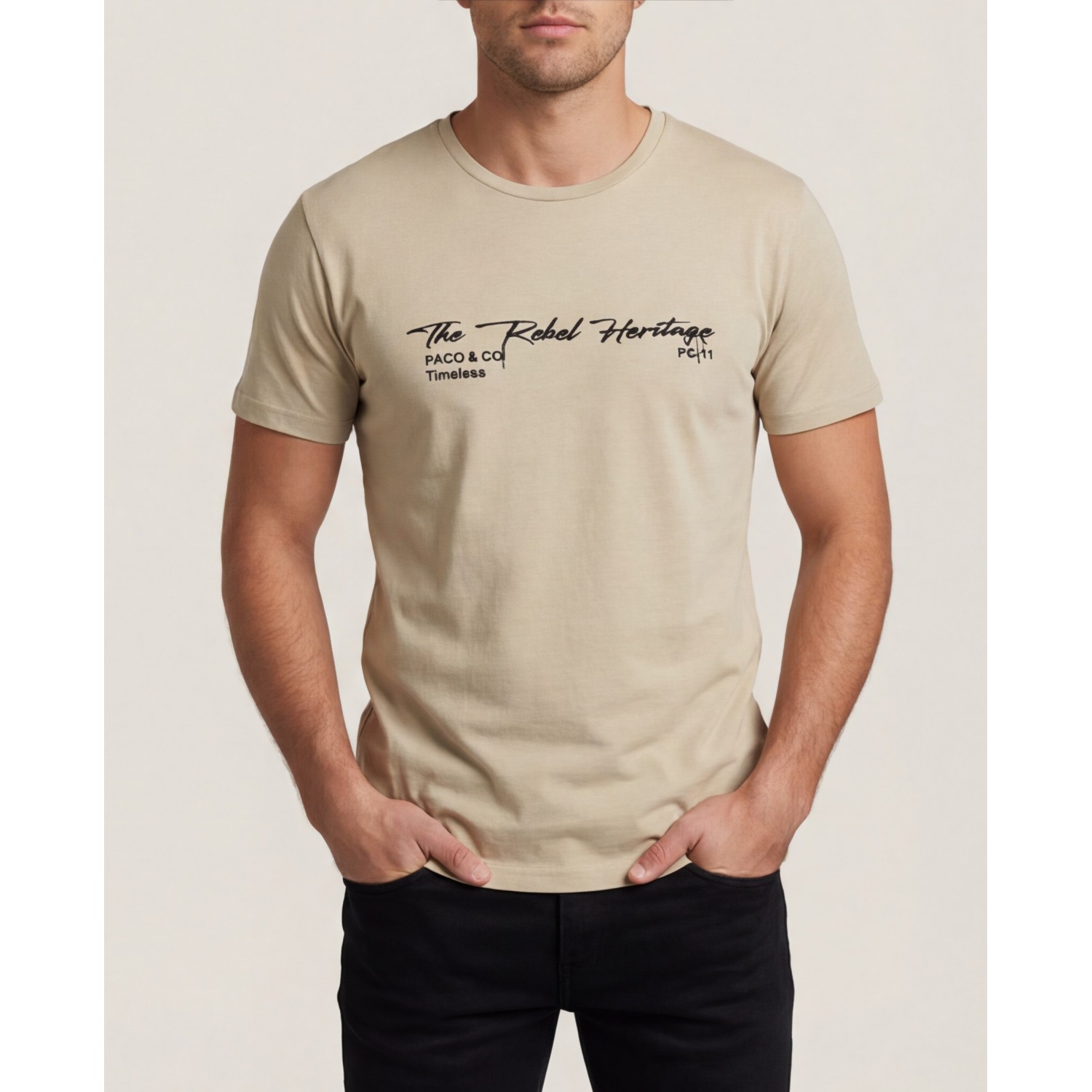 Life Style Butiken Ανδρική κοντομάνικη μπλούζα LS12631004 Μπεζ