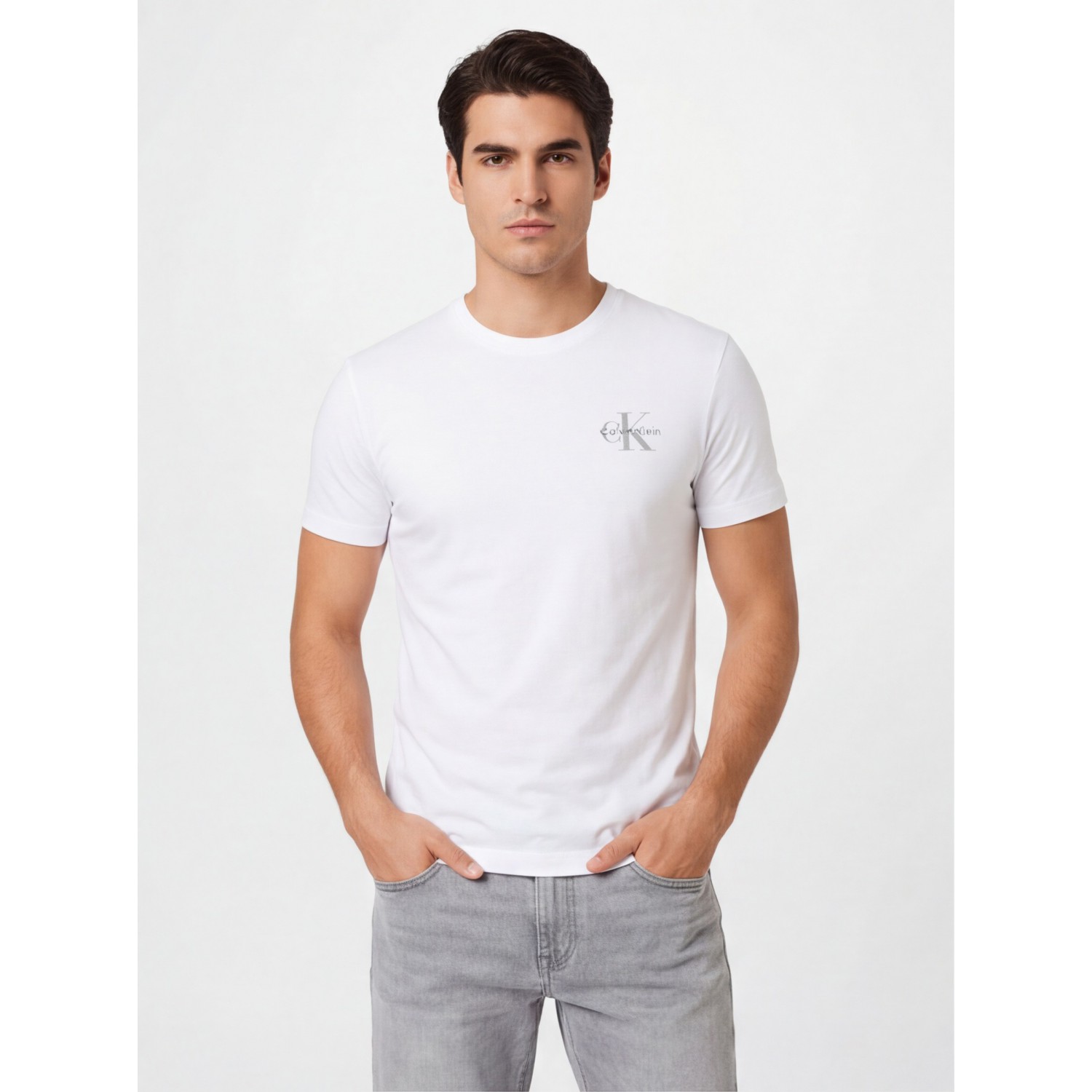 CALVIN KLEIN Ανδρική Κοντομάνικη Μπλούζα LV04RF278G_BIYAF Λευκό