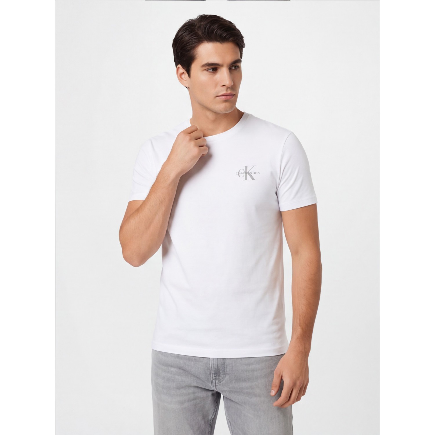 CALVIN KLEIN Ανδρική Κοντομάνικη Μπλούζα LV04RF278G_BIYAF Λευκό