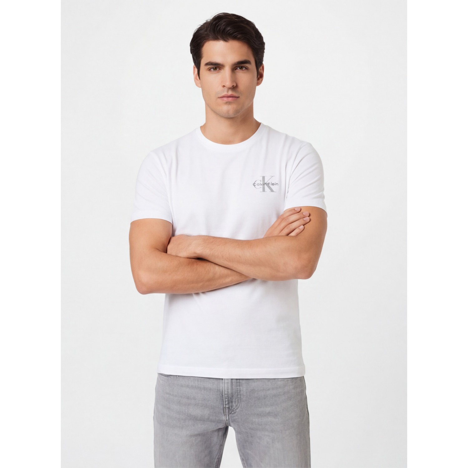 CALVIN KLEIN Ανδρική Κοντομάνικη Μπλούζα LV04RF278G_BIYAF Λευκό