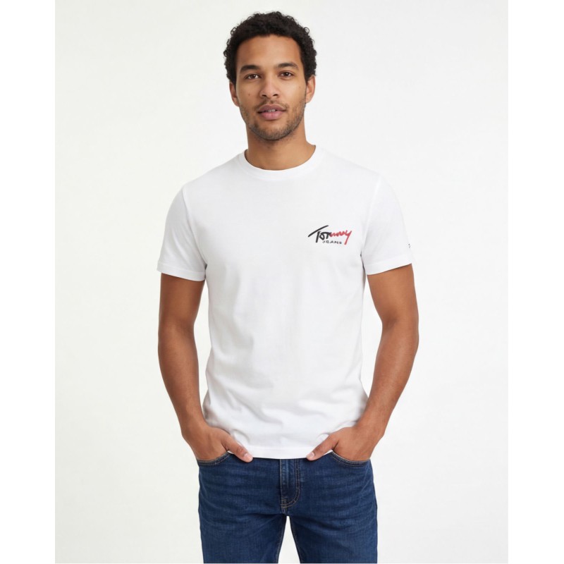 Tommy Hilfiger Ανδρική κοντομάνικη μπλούζα DM0DM22538_BIYBL Λευκό Ανδρικά