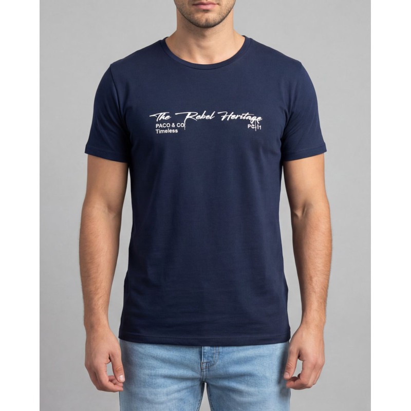 Life Style Butiken Ανδρική κοντομάνικη μπλούζα LS12631004 Navy Ανδρικά
