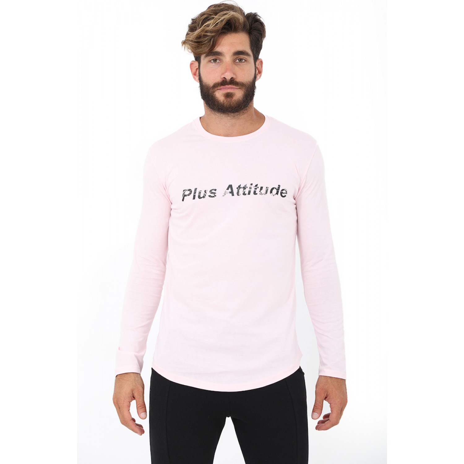 ΑΝΔΡΙΚΗ ΜΑΚΡΥΜΑΝΙΚΗ ΜΠΛΟΥΖΑ ΛΕΠΤΗ ΜΕ ΤΥΠΩΜΑ ΚΑΙ ΣΤΡΟΓΓΥΛΟ ΤΕΛΕΙΩΜΑ ATTITUDE 84014 ΡΟΖ