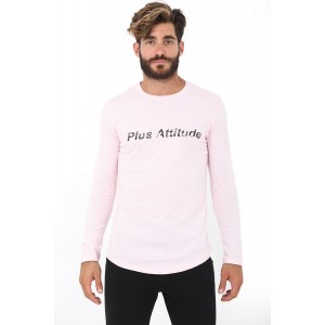 ΑΝΔΡΙΚΗ ΜΑΚΡΥΜΑΝΙΚΗ ΜΠΛΟΥΖΑ ΛΕΠΤΗ ΜΕ ΤΥΠΩΜΑ ΚΑΙ ΣΤΡΟΓΓΥΛΟ ΤΕΛΕΙΩΜΑ ATTITUDE 84014 ΡΟΖ