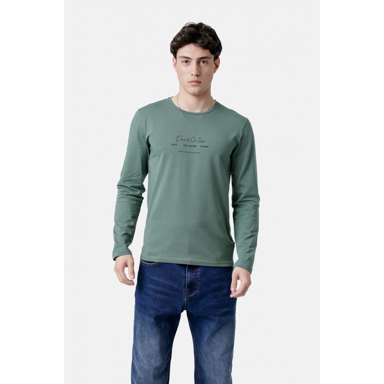 Life Style Butiken Ανδρική μακρυμάνικη μπλούζα LS12581026 Μέντα