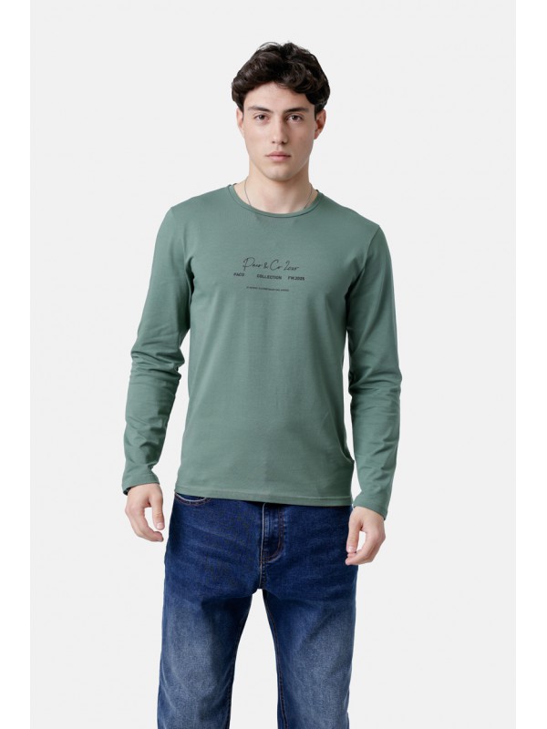 Life Style Butiken Ανδρική μακρυμάνικη μπλούζα LS12581026 Μέντα