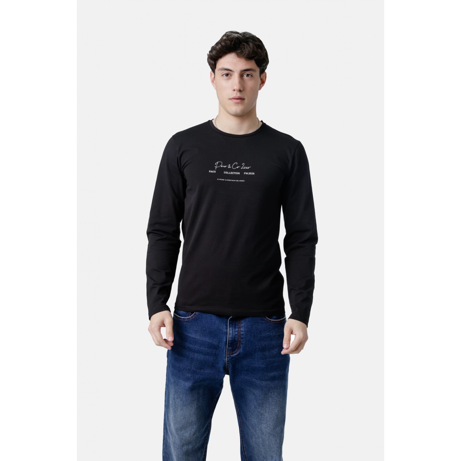 Life Style Butiken Ανδρική μακρυμάνικη μπλούζα LS12581026 Black