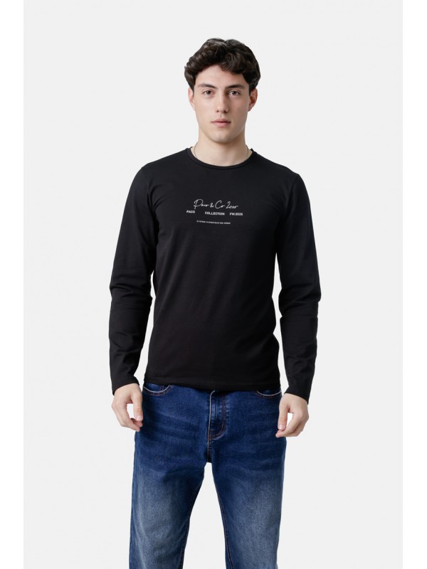 Life Style Butiken Ανδρική μακρυμάνικη μπλούζα LS12581026 Black