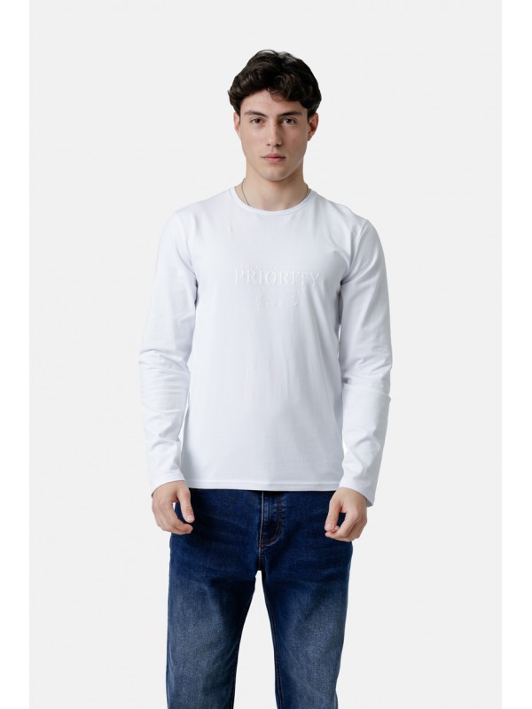 Life Style Butiken Ανδρική μακρυμάνικη μπλούζα LS12581027 Λευκό