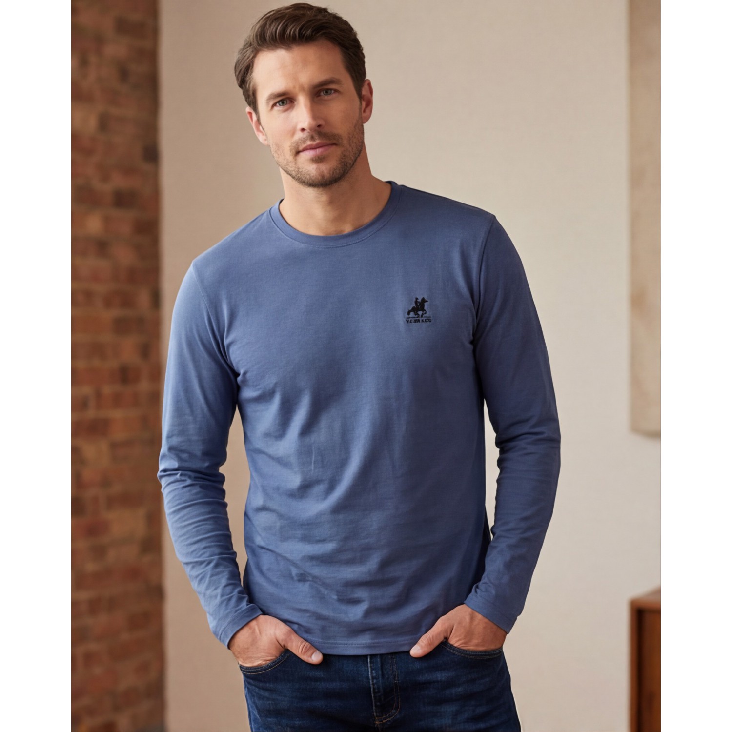 U.S Grand Polo equipment & apparel Ανδρική μακρυμάνικη μπλούζα  AU02843ABNER_BLA7400 ΡΑΦ