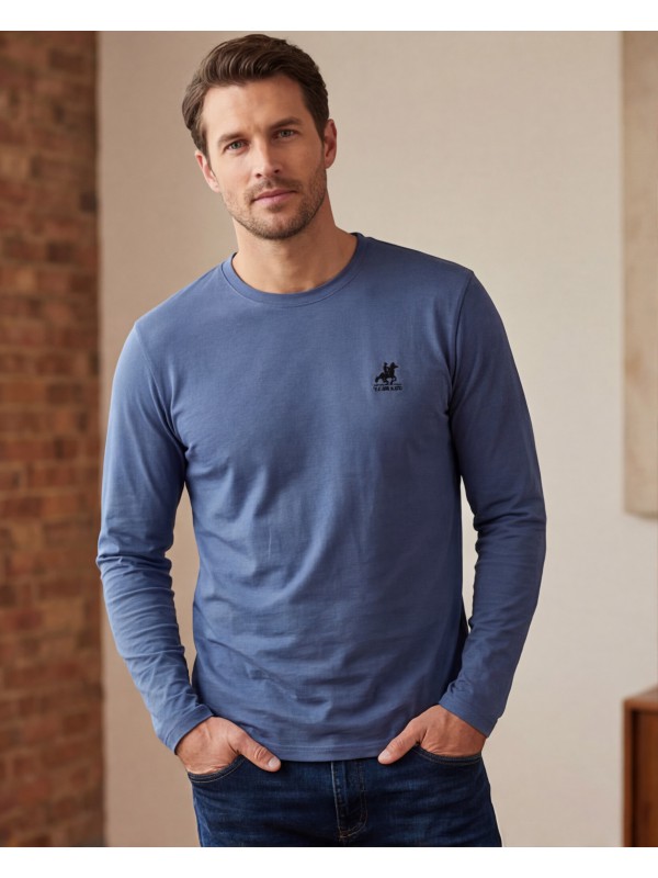 U.S Grand Polo equipment & apparel Ανδρική μακρυμάνικη μπλούζα  AU02843ABNER_BLA7400 ΡΑΦ