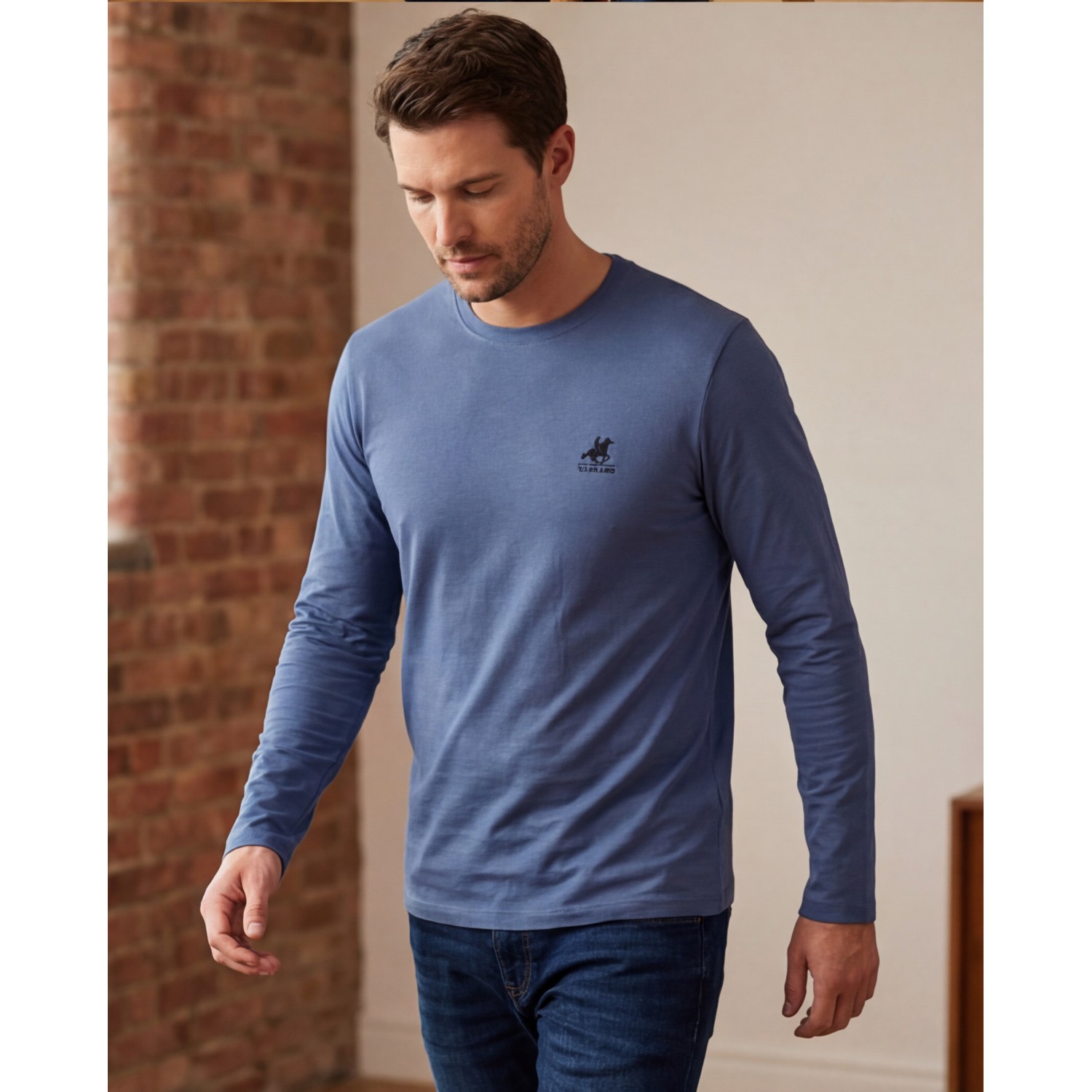 U.S Grand Polo equipment & apparel Ανδρική μακρυμάνικη μπλούζα  AU02843ABNER_BLA7400 ΡΑΦ