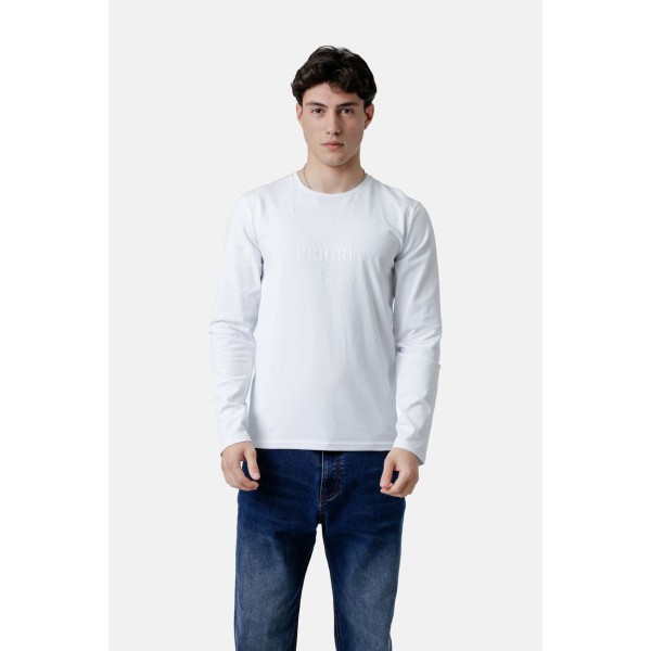 Life Style Butiken Ανδρική μακρυμάνικη μπλούζα LS12581027 Λευκό