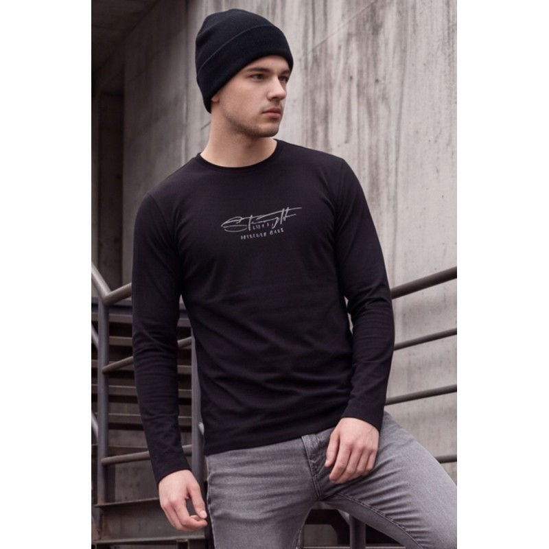 Life Style Butiken Ανδρική μακρυμάνικη μπλούζα LS12681003 BLACK Ανδρικά