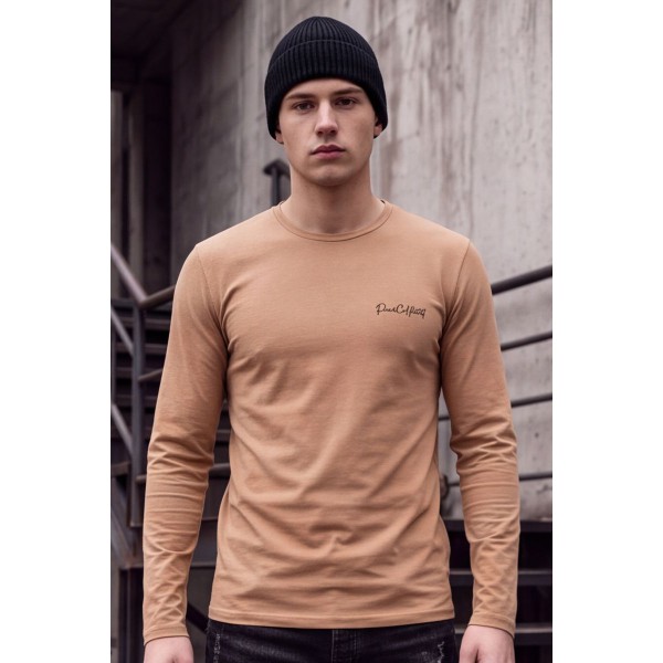 Life Style Butiken Ανδρική μακρυμάνικη μπλούζα LS12681011 CAMEL