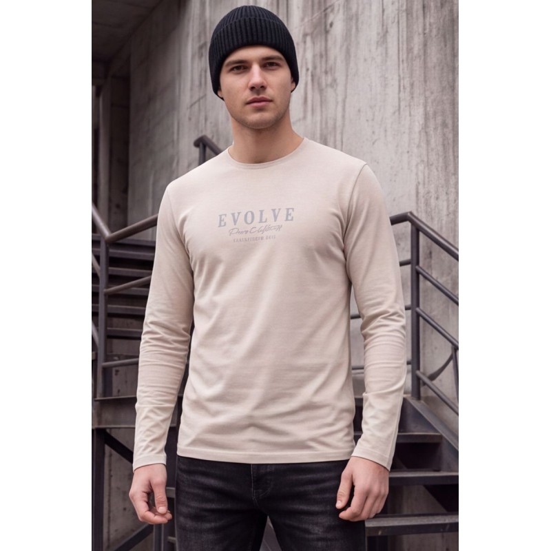 Life Style Butiken Ανδρική μακρυμάνικη μπλούζα LS12681012 BEIGE Ανδρικά