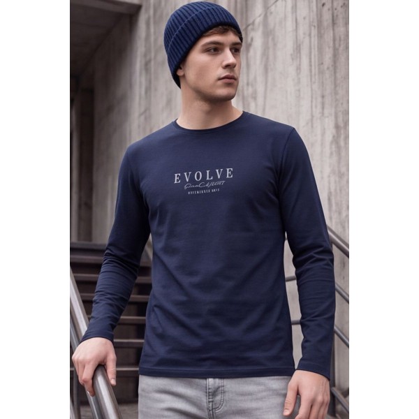 Life Style Butiken Ανδρική μακρυμάνικη μπλούζα LS12681012 NAVY