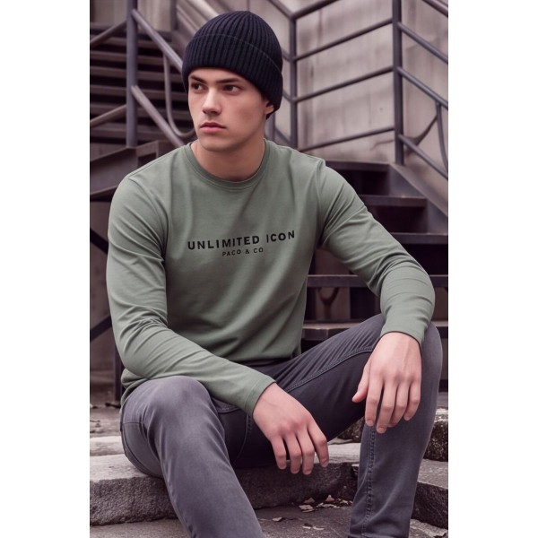 Life Style Butiken Ανδρική μακρυμάνικη μπλούζα LS12681013 GREEN